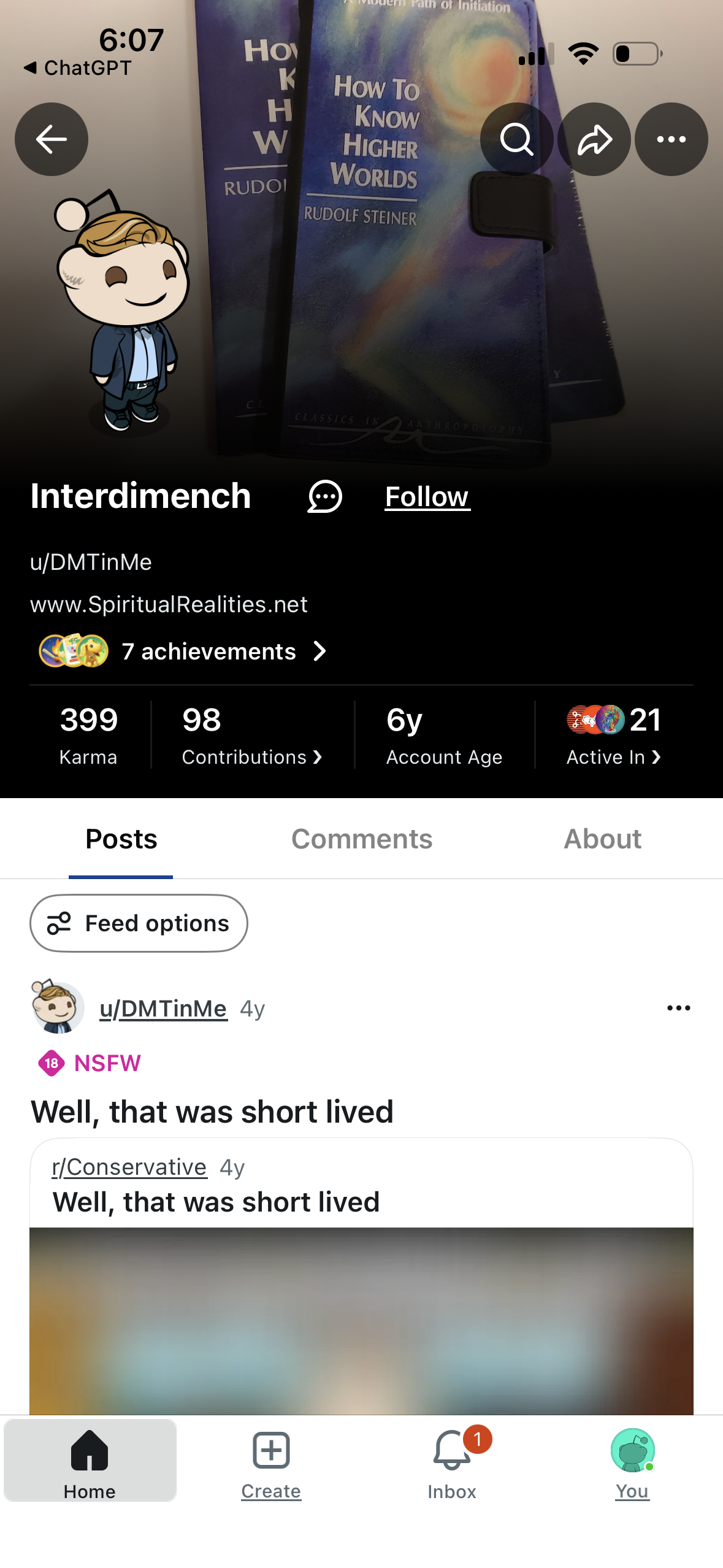 Reddit Account Screenshot